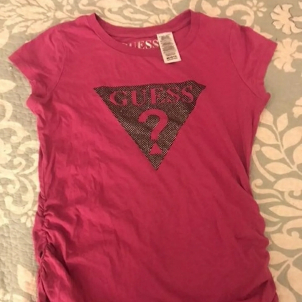 Guess Children's Pink Sequin Logo Shirt